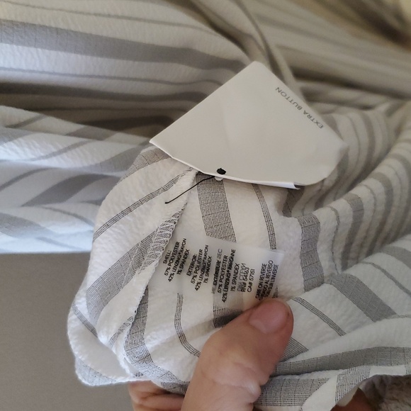 Calvin Klein White Grey Faux-Wrap Striped A-Line Maxi Dress Size 10 NWOT'S - Picture 11 of 13